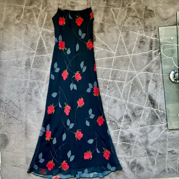 Scott McClintock Floral Vintage Slip on Maxi Dress with Beaded Straps Size 4 - Picture 4 of 8